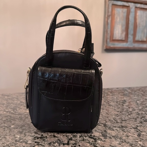 Belle Rose black mini satchel bag with strap EUC - Picture 2 of 14